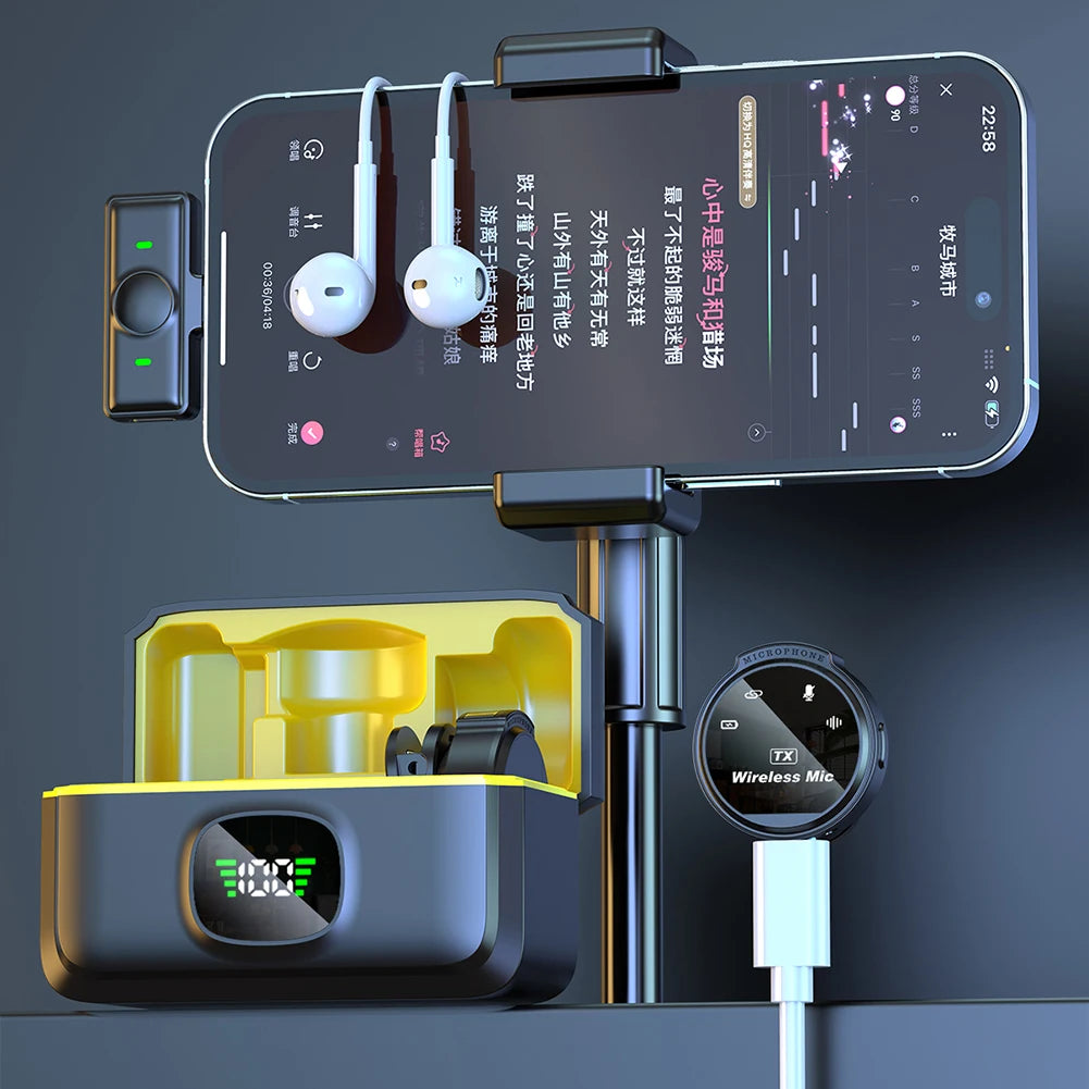 For Xiaomi Wireless Lavalier Lapel Microphone iPhone iOS/Android