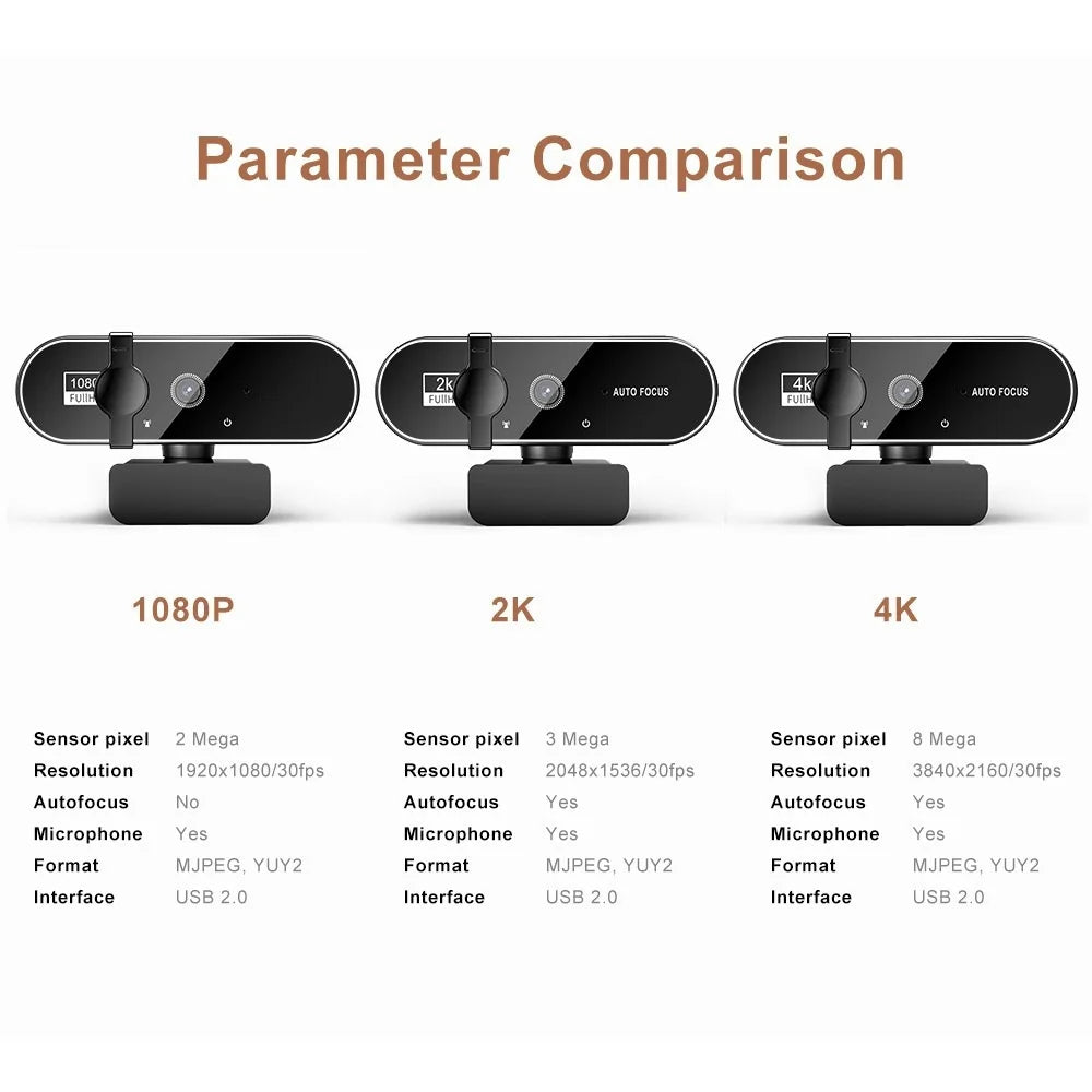 4K Webcam Video Camera 2K Autofocus Streaming