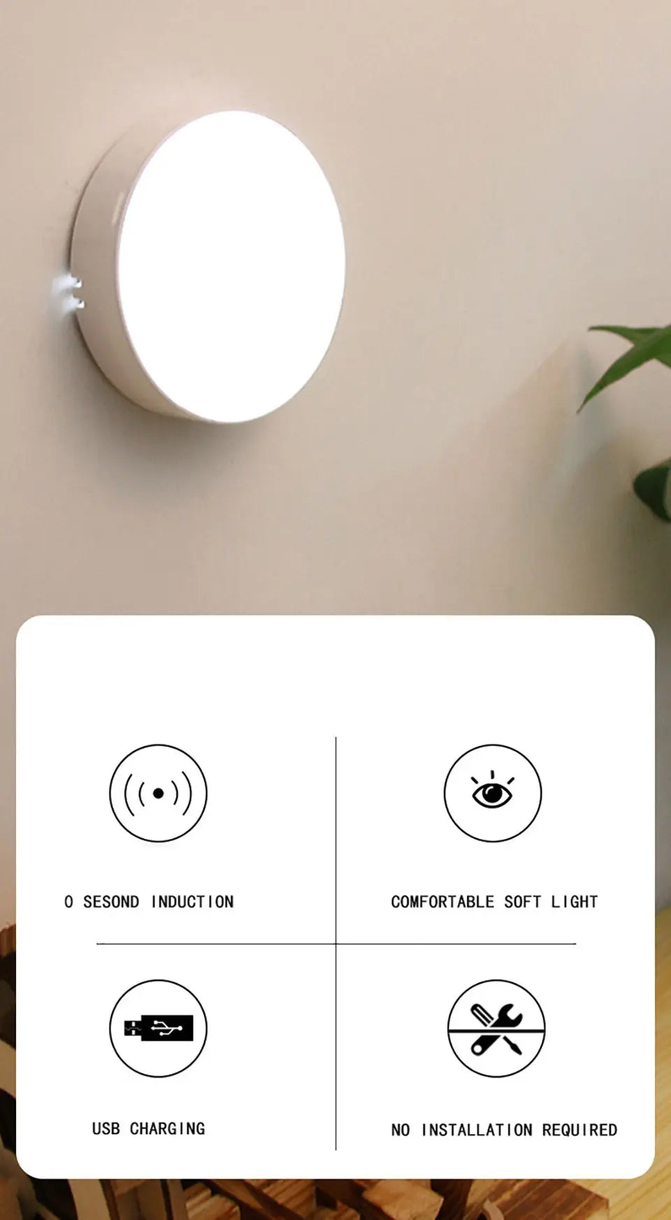 Motion Sensor Light USB Rechargeable