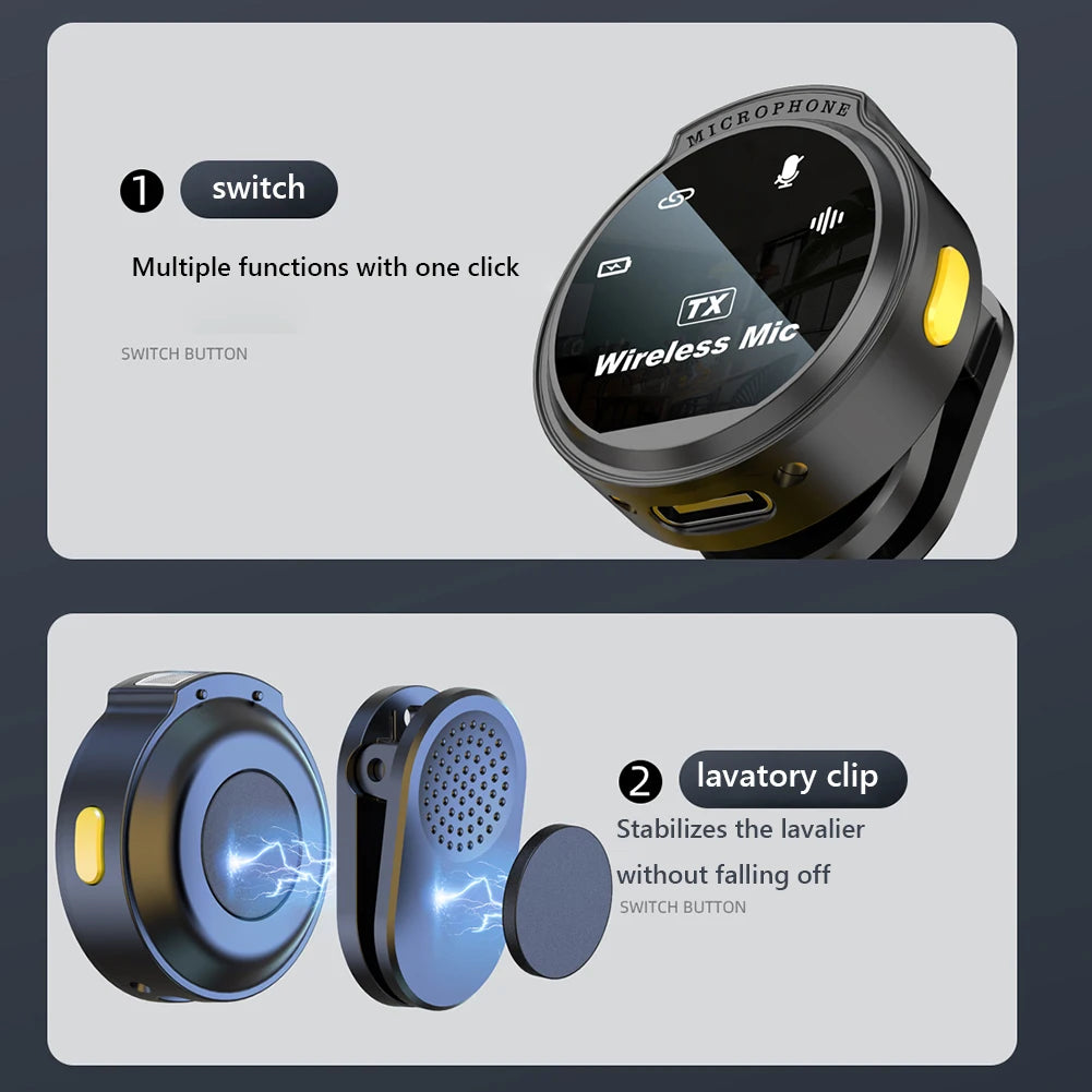 For Xiaomi Wireless Lavalier Lapel Microphone iPhone iOS/Android