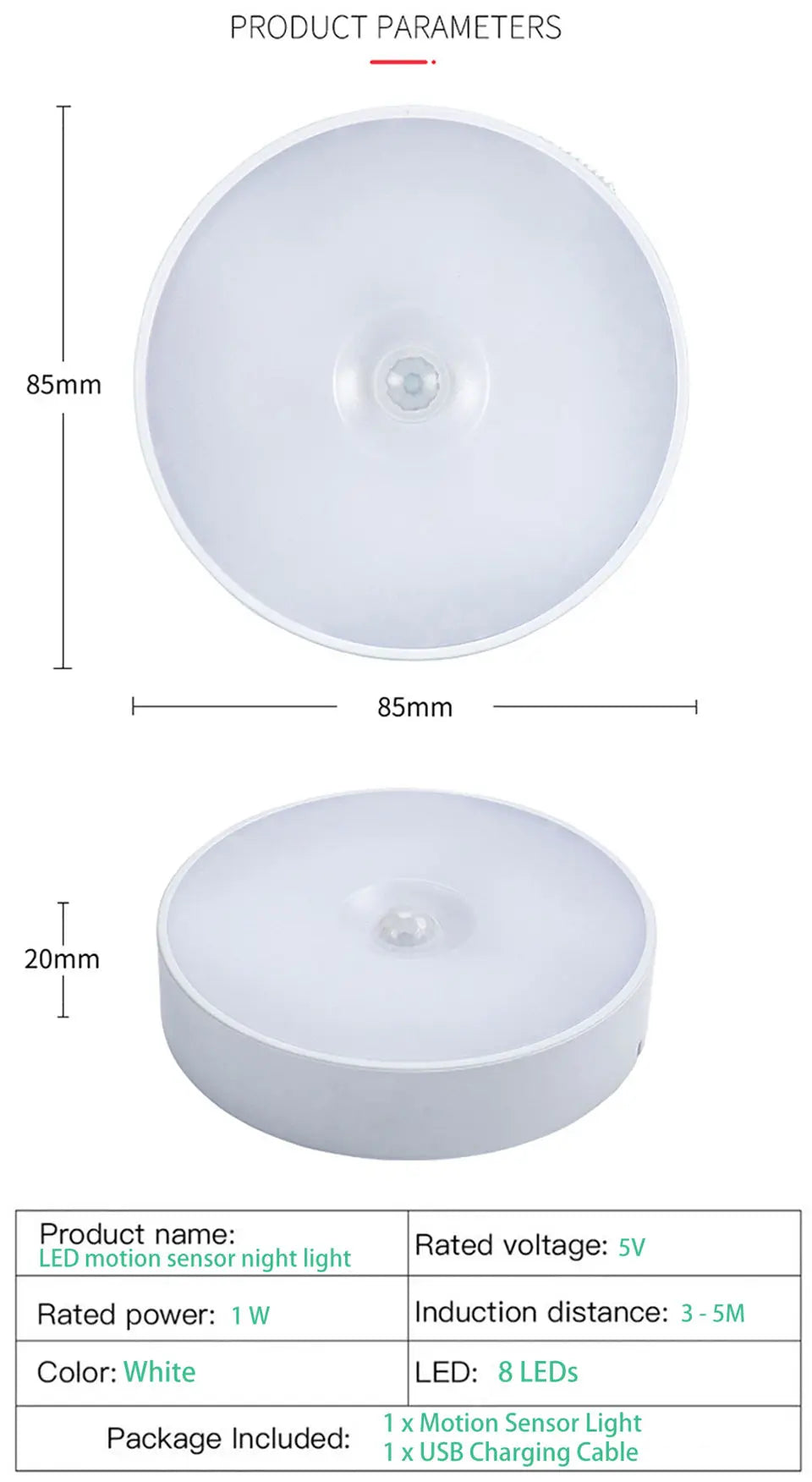 Motion Sensor Light USB Rechargeable